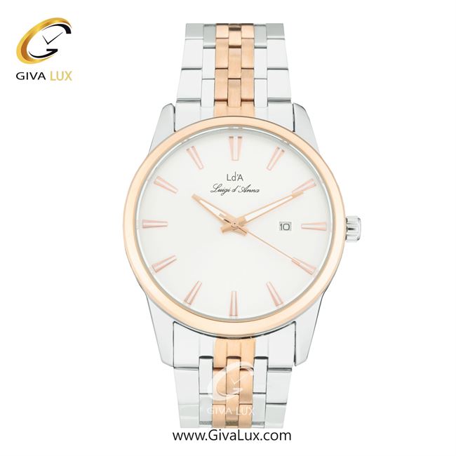 ساعت مچی اورجینال مردانه LdA | لوئیجی د آنا | Luigi d'Ana نقره ای-رزگلد | رزگلد-نقره ای| کرم| کد رفرنس 2482